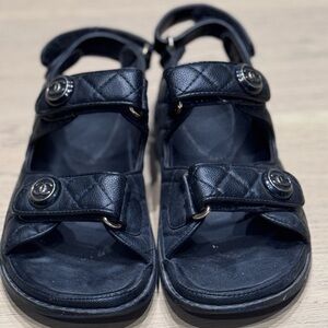 Chanel Black Quilted Sandals